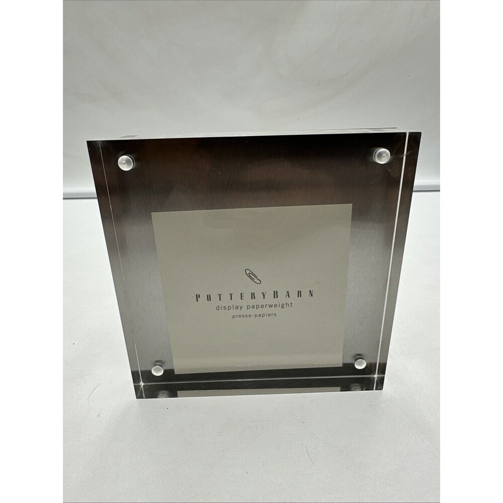 Pottery Barn acrylic display paperweight  Holding Photo Square 5”